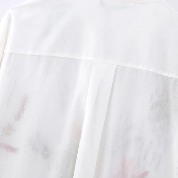 Lena Vie Embroidered Ocean Life Long Sleeve Cotton Button Down Tunic - Picture 8 of 8